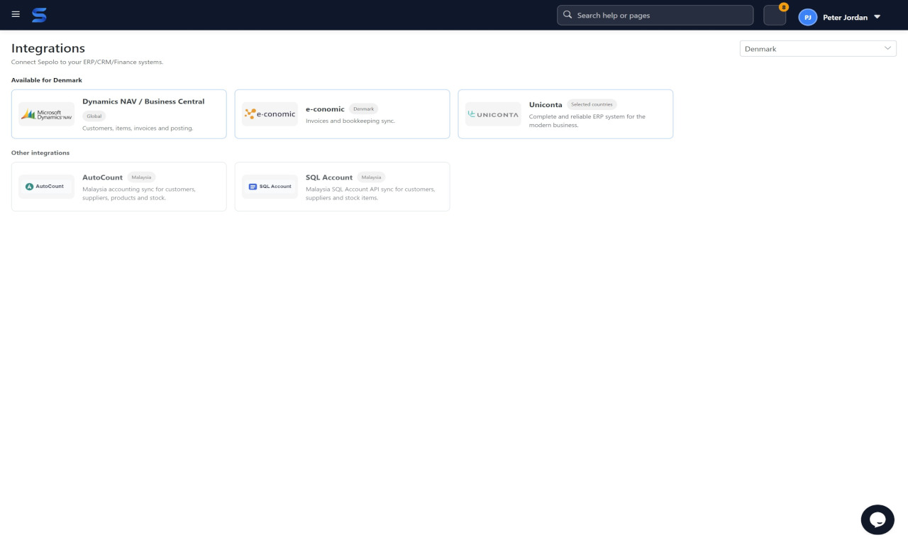 Service management for Danish companies using e-conomic.